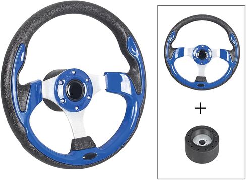 12.5inch Blue Marine Boat Steering Wheel Rust-proof and Corrosion Resistance. with 3/4" Axle Hub Adapter for Boats, Yachts, Pontoon Boats in Saudi Arabia
