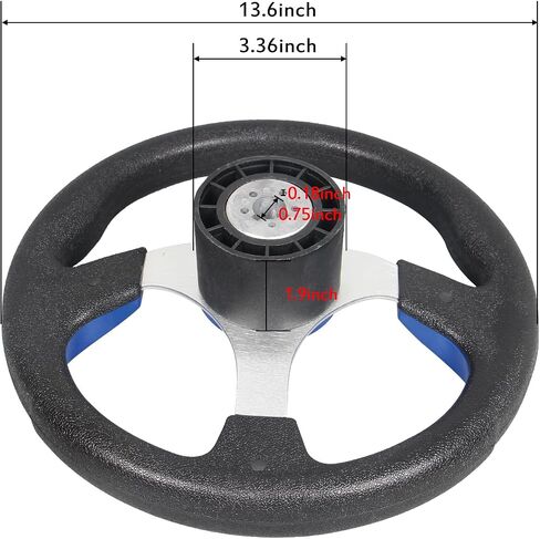 12.5inch Blue Marine Boat Steering Wheel Rust-proof and Corrosion Resistance. with 3/4" Axle Hub Adapter for Boats, Yachts, Pontoon Boats in Saudi Arabia