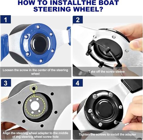 12.5inch Blue Marine Boat Steering Wheel Rust-proof and Corrosion Resistance. with 3/4" Axle Hub Adapter for Boats, Yachts, Pontoon Boats in Saudi Arabia