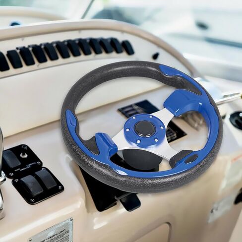 12.5inch Blue Marine Boat Steering Wheel Rust-proof and Corrosion Resistance. with 3/4" Axle Hub Adapter for Boats, Yachts, Pontoon Boats in Saudi Arabia