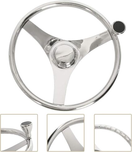3 Spoke 15-1/2" Stainless Steel Boat Steering Wheel with Finger Grip Keyed to fit Standard 3/4" Taper Shafts (15-1/2") in Saudi Arabia