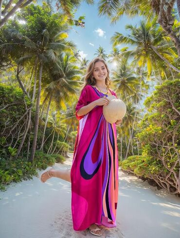 RanRui Floral Print Kaftan Dresses for Women Ethnic Boho Print swim cover up Batwing Sleeve Vneck Caftans in Kuwait