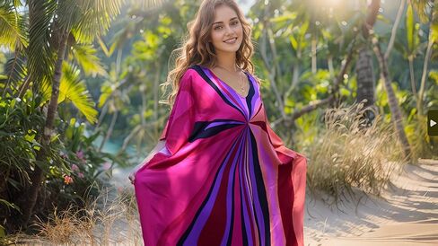 RanRui Floral Print Kaftan Dresses for Women Ethnic Boho Print swim cover up Batwing Sleeve Vneck Caftans in Kuwait