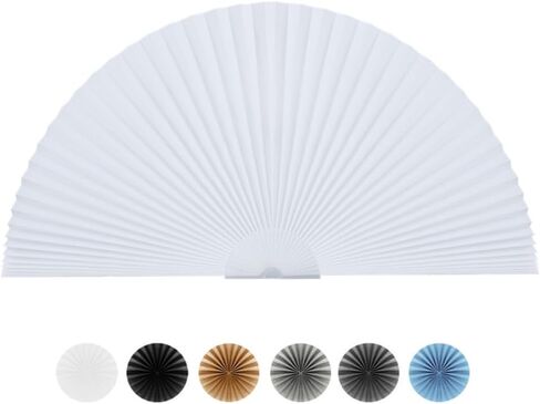 Arch Window Shade Half Circle Arched Non-Woven Stick on Cut to Size self Adhesive Light Filtering Half Moon Round Window Covering Pleated Blinds for Front Door (1, Black, 24 x 12 Inches) in Saudi Arabia