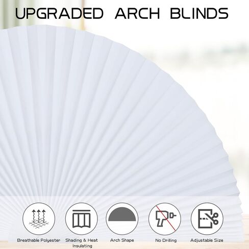 Arch Window Shade Half Circle Arched Non-Woven Stick on Cut to Size self Adhesive Light Filtering Half Moon Round Window Covering Pleated Blinds for Front Door (1, Black, 24 x 12 Inches) in Saudi Arabia