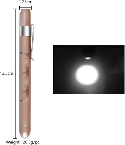 Pen Light,Nurse Medical Reusable LED Penlight White Light with Pupil Gauge and Ruler (Gold) in Saudi Arabia