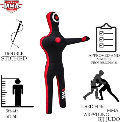 MMA SPORTS Doctor Bane Brazilian Grappling Submission Dummy Wrestling BJJ Judo Karate Punching Bag (Standing- 6 FT / 72 in) -UNFILLED, Black in Kuwait
