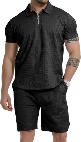 GYMELITE قميص بولو رجالي مجموعات قصيرة الأكمام رياضية 2 قطعة ملابس الصيف البريدي موضة بولو البدلة عادية تجريب قميص مجموعة in Kuwait