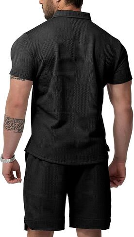 GYMELITE قميص بولو رجالي مجموعات قصيرة الأكمام رياضية 2 قطعة ملابس الصيف البريدي موضة بولو البدلة عادية تجريب قميص مجموعة in Kuwait