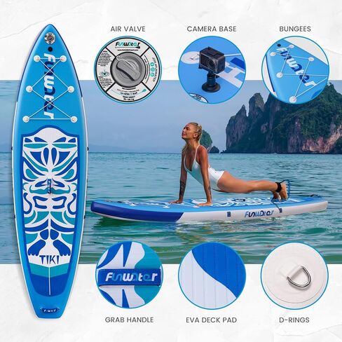 FunWater Inflatable Paddle Board SUP Stand Up Paddle Board for All Skill Levels Included ISUP, Paddle, Fins and Valve Adapters in Kuwait