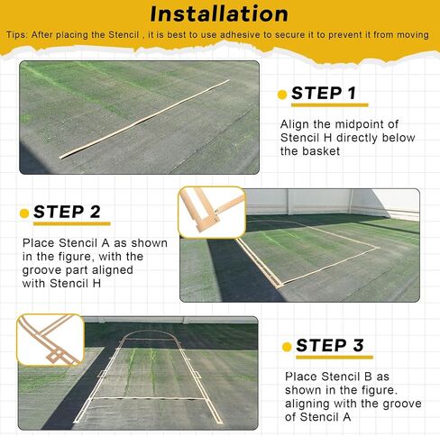 Court Stencil Kit Marking Stencil Kit Court Marking Kit Corrugated Cardboard for Gym Asphalt Concrete Driveway Home and Local Park No Paint Included (Basketball Foul Line) in Saudi Arabia