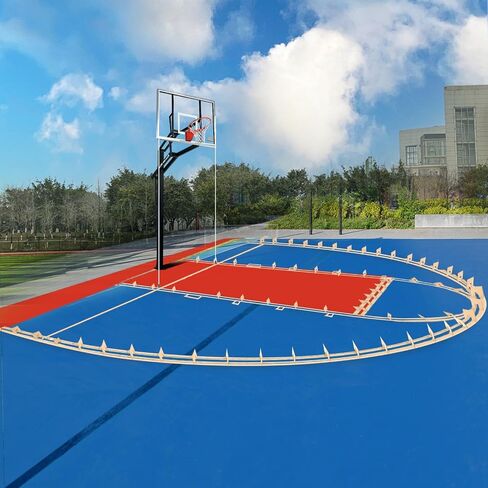 Upgraded Basketball Court Stencil Kit for Concrete, Driveway and Asphalt, Foldable Design That is More Accurate and Efficient, Meet High School 39.6'X21'Size, Thickened Cardboard & Reusable in Saudi Arabia