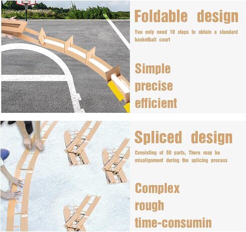 Upgraded Basketball Court Stencil Kit for Concrete, Driveway and Asphalt, Foldable Design That is More Accurate and Efficient, Meet High School 39.6'X21'Size, Thickened Cardboard & Reusable in Saudi Arabia