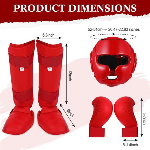 5 Pcs Red Sparring Gear Set 1 Pcs Boxing Headgear Safety Helmet 2 Pcs Karate Gloves 2 Pcs Karate Shin Guards and Karate Shoes Boxing Gear Equipment for Beginner Kid Adult Protective Training in Saudi Arabia