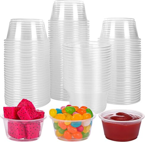 Moretoes 1000pcs Sauce Cups, 2oz Clear Jello Shot Cups, Diposable Plastic Portion Cups No Lids, Portion Cups for Condiments Sauce and Food Samples in Saudi Arabia