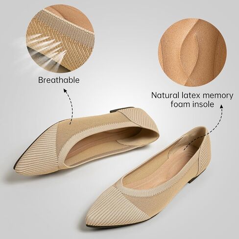 TINGRISE Women's Flats Shoes Pointed Toe Knit Ballet Comfortable Dressy Mesh Flat in Saudi Arabia