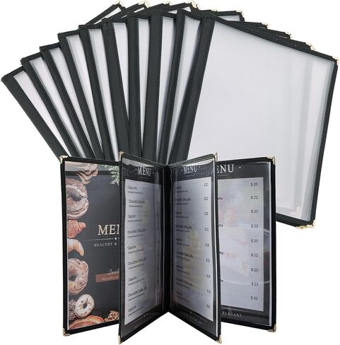 8.5 x 11 Inch Menu Covers, 10 Pack 4 Page 8 View Menu Sleeves Clear View Menu Holder for Kitchen, Restaurant Supplies, Drink, Wine Menu in Kuwait