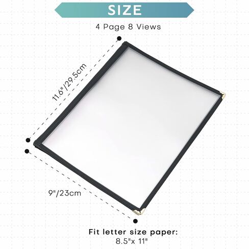 8.5 x 11 Inch Menu Covers, 10 Pack 4 Page 8 View Menu Sleeves Clear View Menu Holder for Kitchen, Restaurant Supplies, Drink, Wine Menu in Kuwait