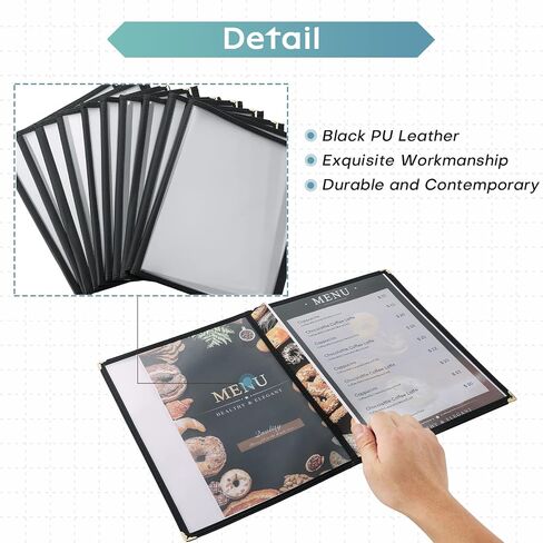 8.5 x 11 Inch Menu Covers, 10 Pack 4 Page 8 View Menu Sleeves Clear View Menu Holder for Kitchen, Restaurant Supplies, Drink, Wine Menu in Kuwait