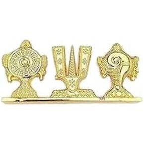 Tirupati Balaji Shankh Chakra Namam Plate Symbol Decorative Showpiece, Shankha Gada Padma, Ideal for car Dashboard Home Temple (Pack of 1)