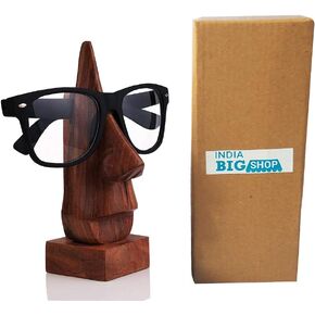 Classic Hand Carved Sheesham Wood Nose Shaped Eyeglass Spectacle Holder Stand Decorative Accessories /Christmas Gift