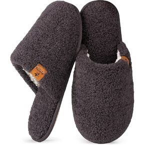 BeKingStar Women Cozy Faux Curly Fur House Memory foam Slippers Ladies Fuzzy Closed Back Indoor Bedroom Shoes