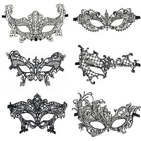 6 PCS Halloween Masquerade Mask for Women Lady Lace Masks Costume Party Venetian Carnival Eyemask Prom Cosplay Photo Shoot Black Sexy