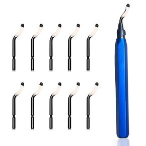 Livewell Prime Deburring Tool - Metal Handle, 10 HSS Blades - 360° Rotatable for Smooth Edges on Resin, Pipes, Copper, Plastic, 3D Prints - Essential Burr Removal