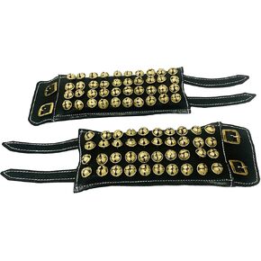 Ghungroo dancing bells ghunghroo bells ankle bells Black leather pad pair Four Line Ghungroo (40+40) Dance Accessories Kathak (16 NO.) musical anklet for Bharatnatyam classical Indian dancers