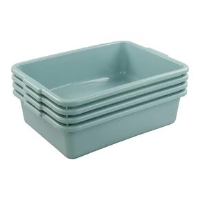 4 Packs Plastic Rectangle Utility Bus Box, Commercial Totes Tubs, 13 L