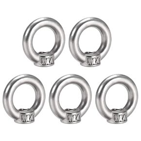 uxcell Lifting Eye Nut M4 Female Thread 304 Stainless Steel Round Shape for Rope Fitting Pack of 5