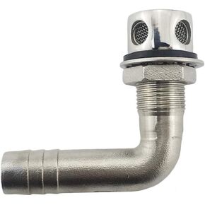 NRC&XRC 316Stainless Steel Marine Grade Boat Fuel Vent, Universal 90°Boat Flush Mount Fuel Gas Tank Vent for 5/8" Hose with Mounting Gasket Hardware Fitting
