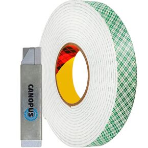CANOPUS Double Sided Foam Tape for Craft and Card Making Projects, Heavy Duty Adhesive Mounting Tape 4016 (1in x 10ft)