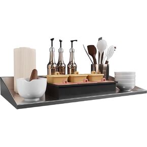 YITAHOME Stainless Steel Shelf 14 x 24 Inches, Wall Mount Metal Floating Sheld with Transparent Silicone Mat, NSF Commercial Kitchen Shelving Rack for Storage, Restaurant, Home, Hotel, Garage