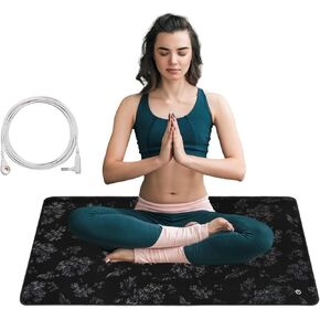 23.6"x35.4" Printed Grounding Mat with 15 Feet Grounding Wire, Earth Connected Therapy, Improve Sleep and Help with Anxiety Grounding Mat for Office, Living Room and Kitchen
