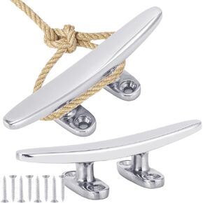 Boat Cleat 316 Stainless Steel Boat Dock Cleat Open Base Flat Top Boat Mooring Accessories, Include Installation Accessories