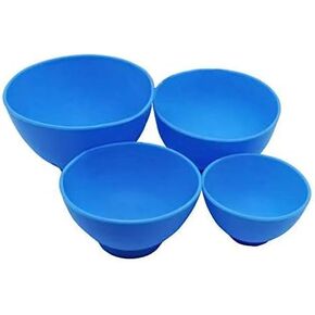 4Pcs One Set Silicone Flexible Rubber Impression Mixed Alginate Bowl Dental Mixing Bowls Blue