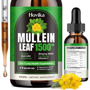 Mullein Drops for Lungs - Mullein Leaf Extract with Quercetin, Cordyceps, Elderberry, Stinging Nettle, Vitamin C, Support Lung Cleanse & Respiratory Function, Natural Supplement, 2 Fl Oz