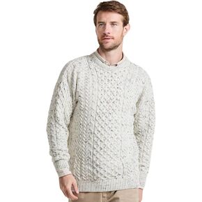 Aran Woollen Mills Inisheer Traditional Aran Sweater Mens, Irish Fisherman Sweater, 100% Soft Merino Wool, Made in Ireland in Kuwait