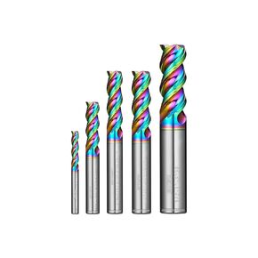 Tools Carbide Square End Mill, Milling Cutter with TiAlN Coating, CNC Cutting Tools for Stainless Steel,Hardened Steel,4 Flute,Flat Machining Set (1/8" 3/16" 1/4" 5/16" 3/8" 5Pcs)