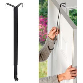 Haute Decor Adapt Adjustable Wreath Hanger, Top & Length Adjustable Version, Matte Black - Strong Over The Door Wreath Hanger for Various Door Sizes