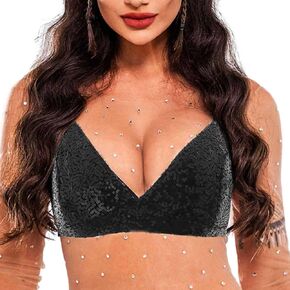 Zoestar Sequin Bra Top Glitter Crop Top Crystal Tank Top Party زي الصدرية الصيف الشاطئ بيكيني سلسلة الصدرية للنساء والفتيات