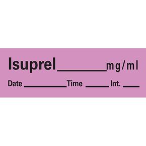 PDC AN-57 Anesthesia Removable Tape with Date, Time & Initial, Isuprel Mg/Ml, 1/2" Width, 500" Length, 333 Imprints, Violet