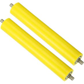 PATIKIL Polyurethane Coated Conveyor Roller 2" Diameter 11" Length, 2 Pack Stainless Steel Gravity Transmission Replacement Part Galvanized End, Yellow