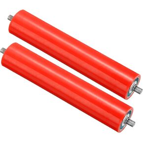 PATIKIL Polyurethane Coated Conveyor Roller 4" Diameter 11" Length, 2 Pack Stainless Steel Gravity Transmission Replacement Part Galvanized End, Red