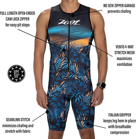 Zoot Men’s LTD Tri Aero SLVS FZ Racesuit, Sleeveless Aerodynamic Cycle Swim Bike Run Tri Suit with Chamois, Pockets, UPF 50+ in Saudi Arabia