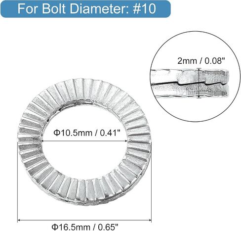 uxcell Wedge Locking Washers for #10 Bolts, 10pcs 304 Stainless Steel Washers Vibration Resistant Safety Washers in Saudi Arabia