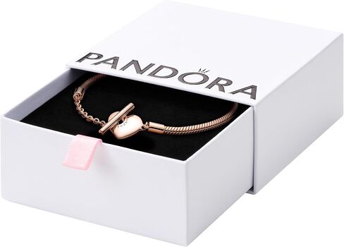 Pandora Moments Heart T-Bar Closure Snake Chain Bracelet - Charm Bracelet for Women - Compatible Moments Charms - Gift for Her, With Gift Box in Saudi Arabia