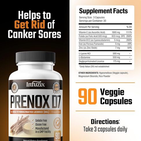يعد مكمل Canker Sore Supplement Prenox D7 هو العلاج النهائي للتخفيف من تقرحات الفم وتقرحات الفم على لثتك، وبين الأسنان، وعلى لسانك، وداخل خديك. in Kuwait
