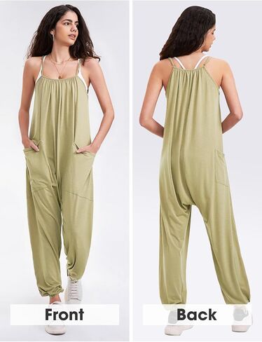 Byinns حريمي 2024 بدون أكمام حللا كاجوال قابلة للتعديل حزام سباغيتي فضفاض طويل سروال قصير مع جيوب in Kuwait